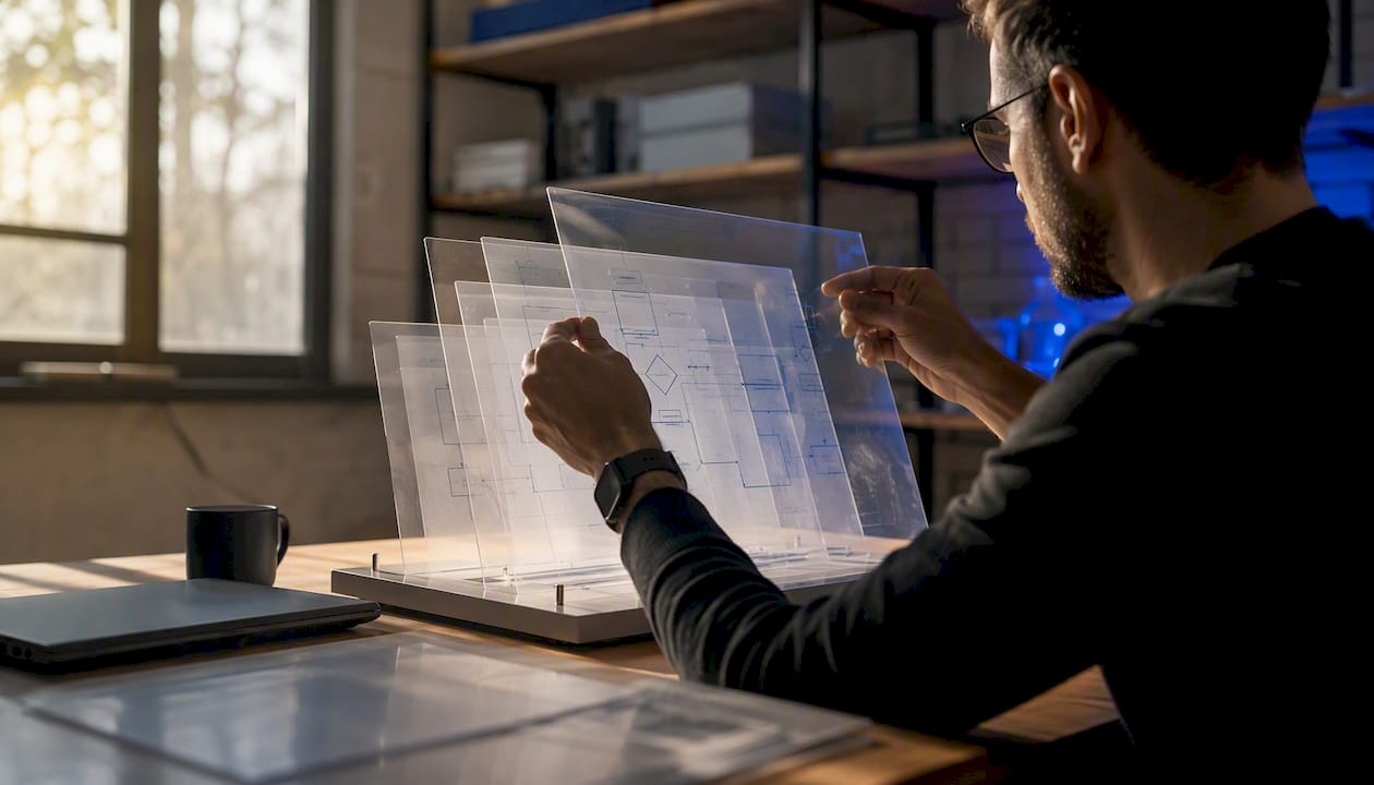 Hands adjusting data privacy test layers